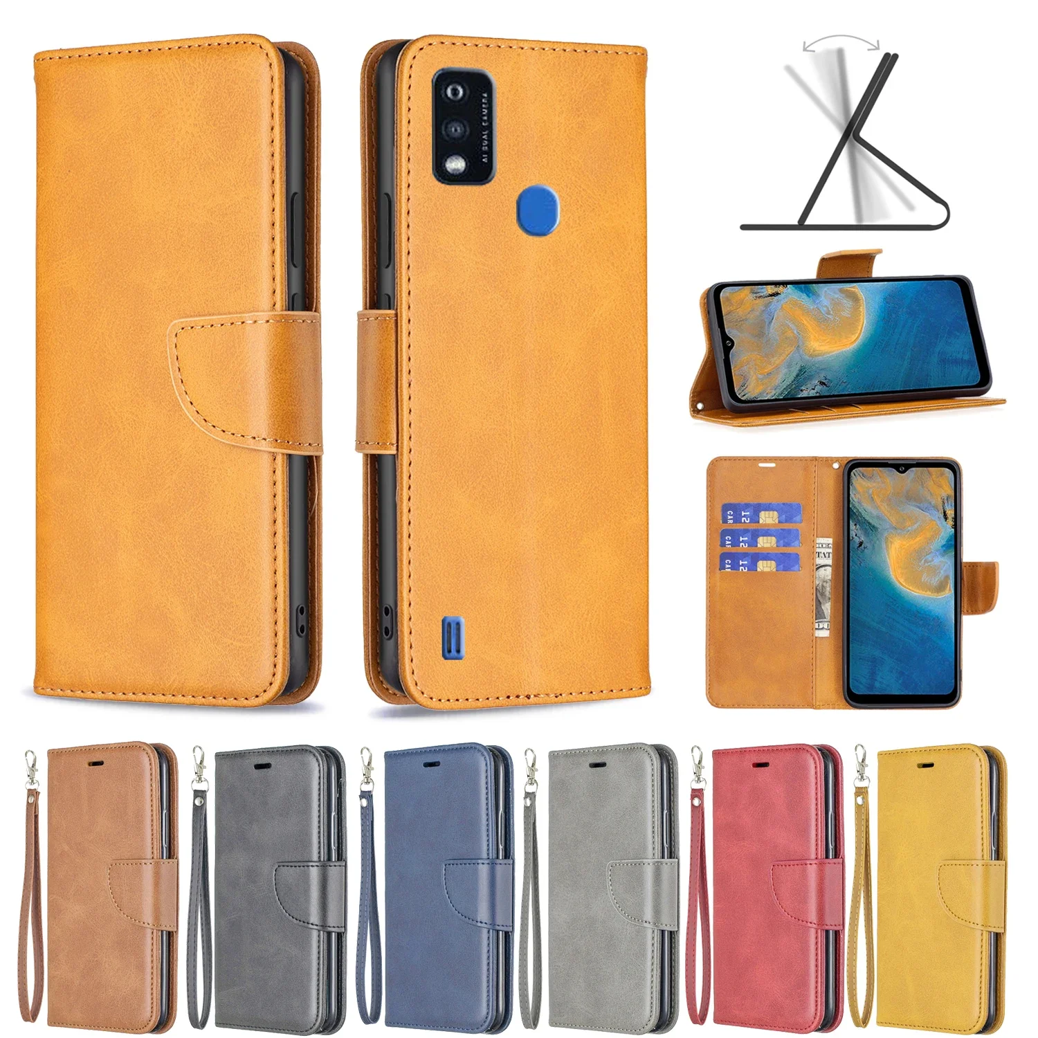 Lambswool Pattern Solid Color Leather Case Wallet Flip Phone Case For ZTE BLADE A52 A31 A51 A71