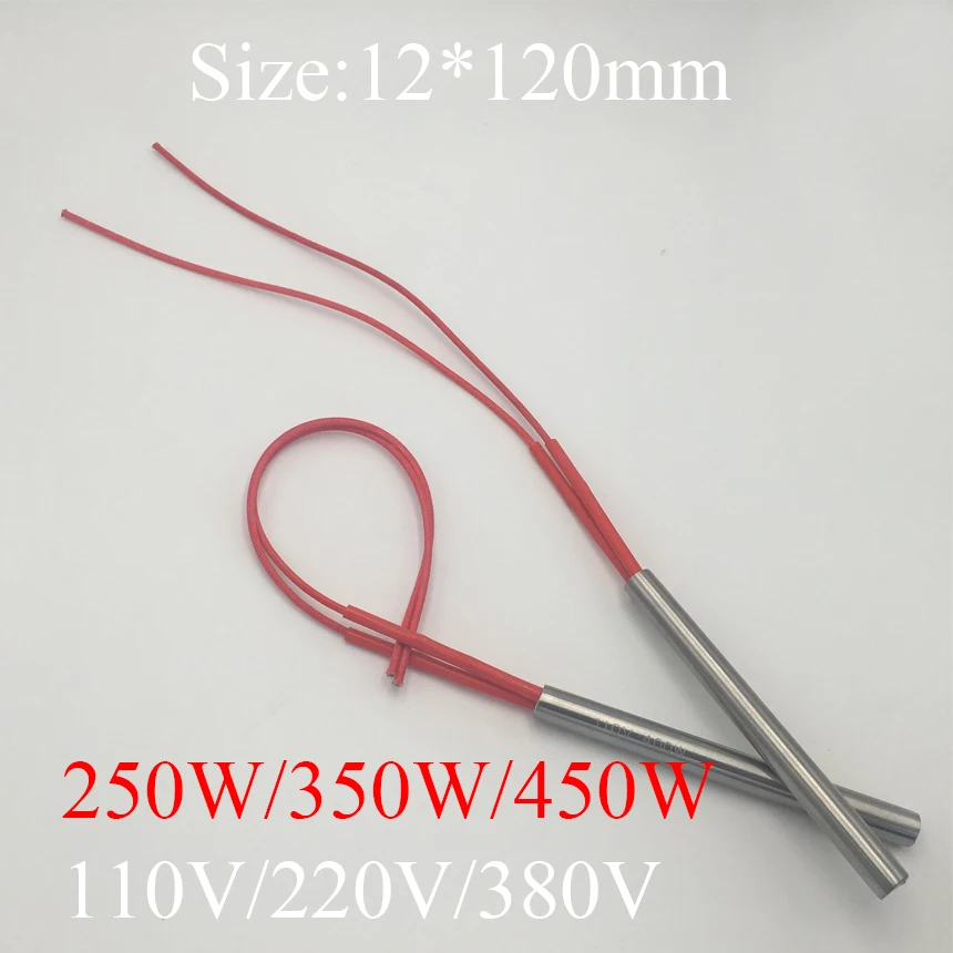 

12x120 12*120mm 250W 350W 450W AC 110V 220V 380V Stainless Steel Cylinder Tube Mold Heating Element Single End Cartridge Heater