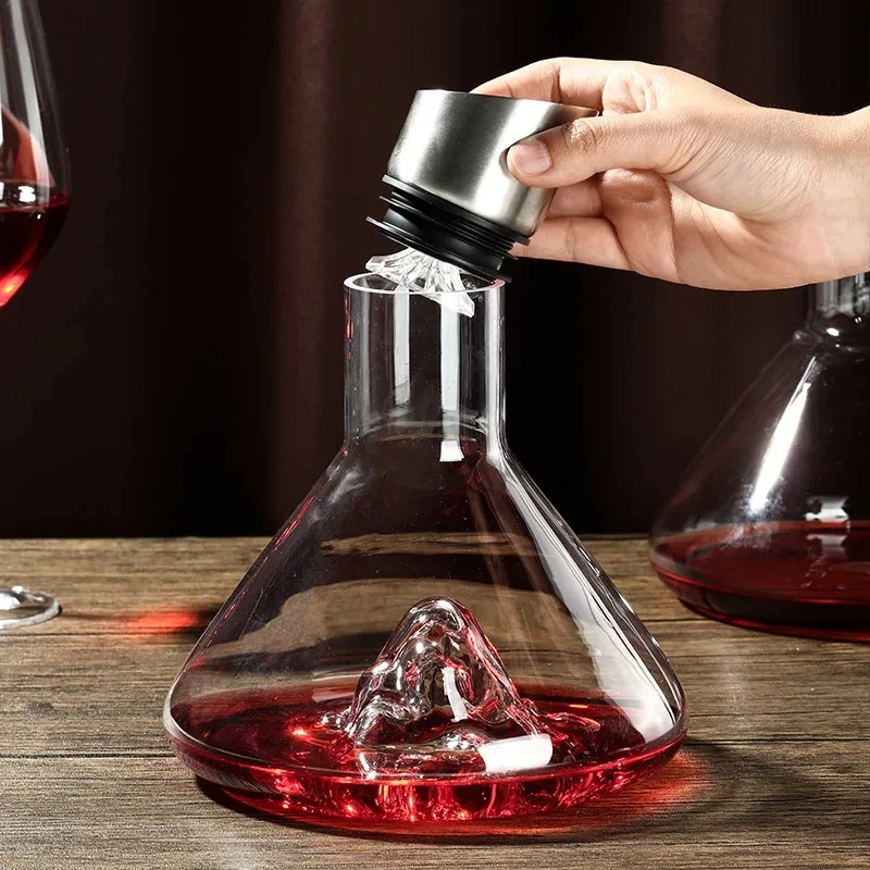 European Iceberg Waterfall Wine Decanter Creative Transparent Lead-Free Crystal Glass Wine Dispenser Barware Quick Decanters