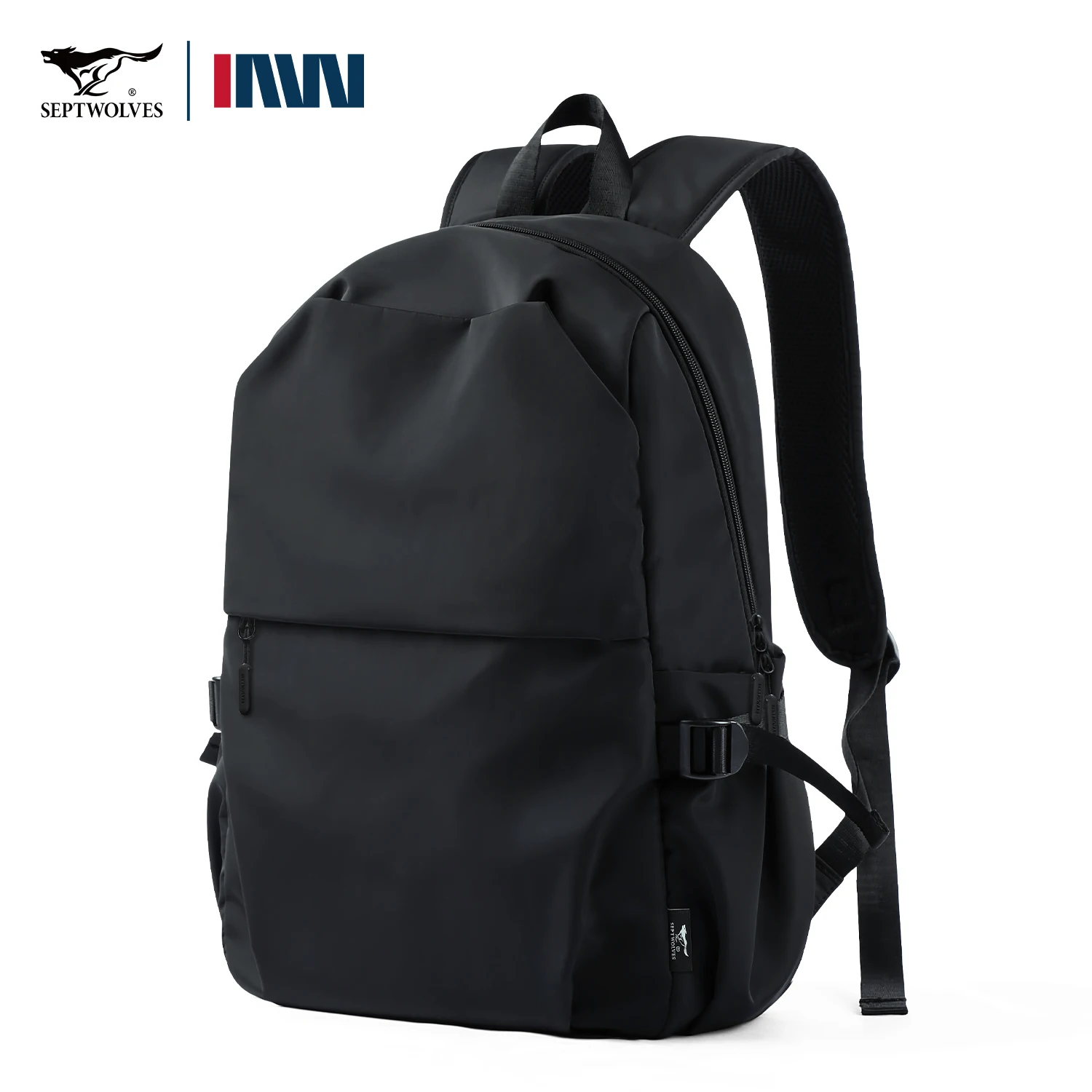 Septwolves أسود مقاوم للماء حقيبة المدرسة عادية 16 بوصة محمول على ظهره المرأة رجل صبي حقيبة مدرسية حقيبة سعة كبيرة الظهر