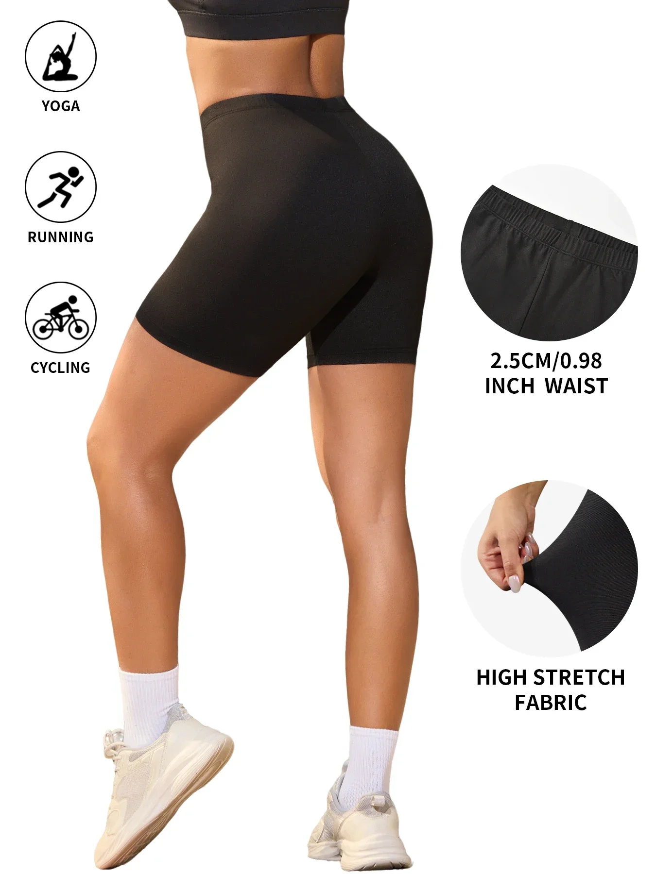 5 Pack Women's Super Soft Biker Shorts High Stretchy No See Through Workout Running Yoga Athletic 6"Inseam Push Up Gym Fitness