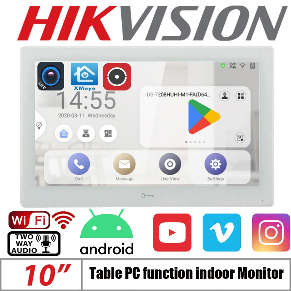 Imagem -02 - Hikvision-kit de Vídeo Porteiro Monitor de 10 Polegadas Ds-kh9510-wte1 Ds-kv6113-wpe1 c Ds-kb8113-ime1-ime1 Poe Wifi Original