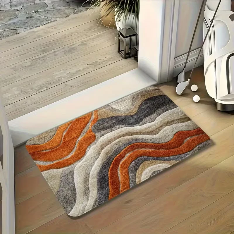 Modern Mat Navy Blue Spiral Pattern Carpet Easy To Clean Non Slip Floor Mat for Kitchen and Living Room As A Gift for A New Home