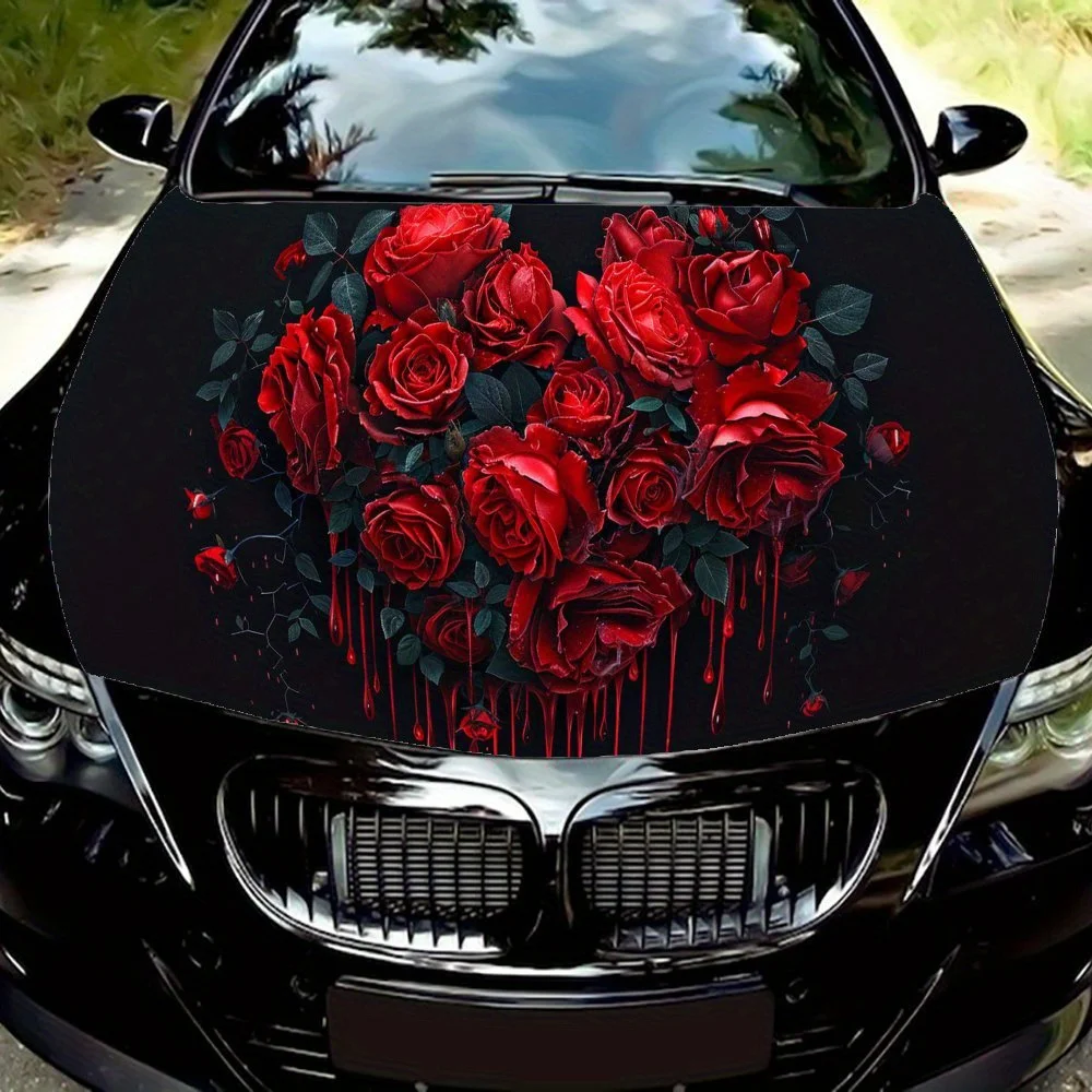 

Mysterious Roses in Night Shadow PVC Car Vinyl Wraps for Trucks, Cars & SUVs, Self-Adhesive Waterproof Car Hood Decal, Decorativ