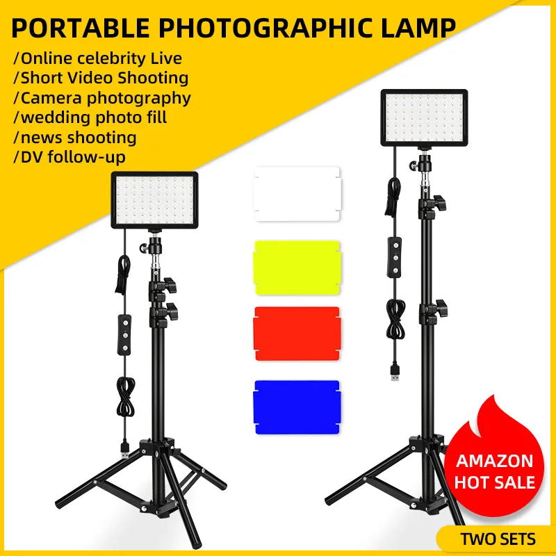 

Sowuouxy Photography Video Lighting Kit, LED Studio Streaming Lights W/70 Beads & Color Filter for Camera Photo Desktop Computer