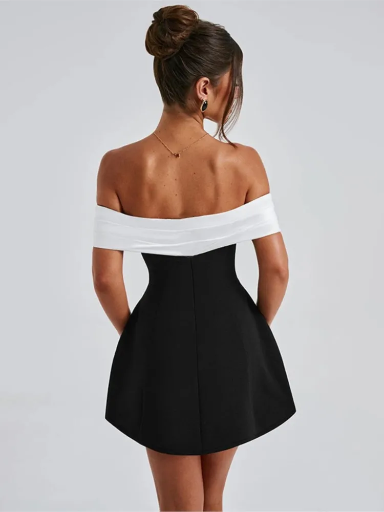 Women Fashion Strapless Backless Mini Dress Elegant Sexy Off Shoulder Sleeveless Dresses 2024 Ladies Evening Party Club Vestidos