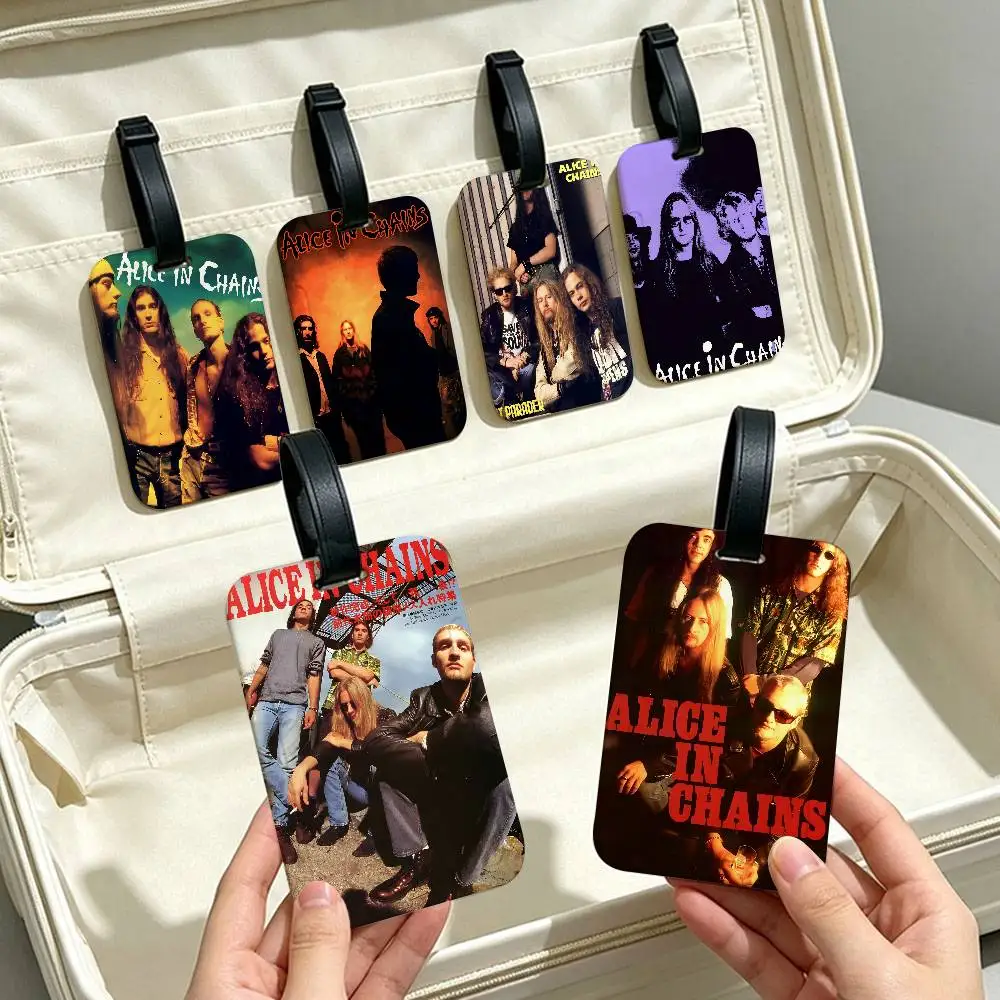 Band A-Alice I-In C-Chains Universal PVC Luggage Tag Anti lost With Information Card Suitcase Backpack Identification Label