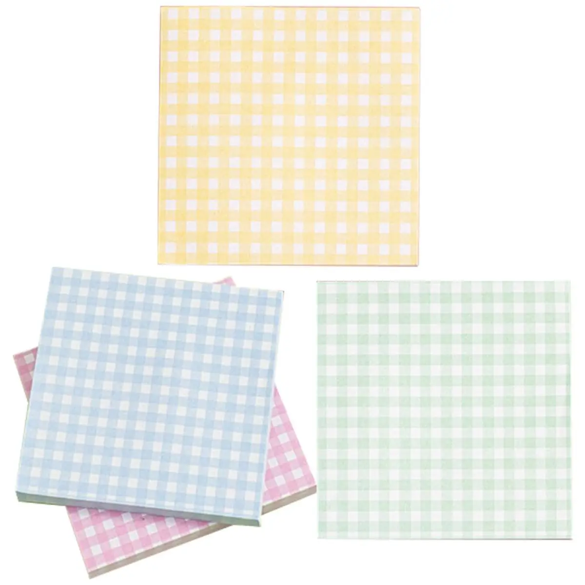 Colored Gingham Small Note Pads 4pcs Nonstick Memo Pads with 60 Sheets Each Thick Paper for School and Office Use Style