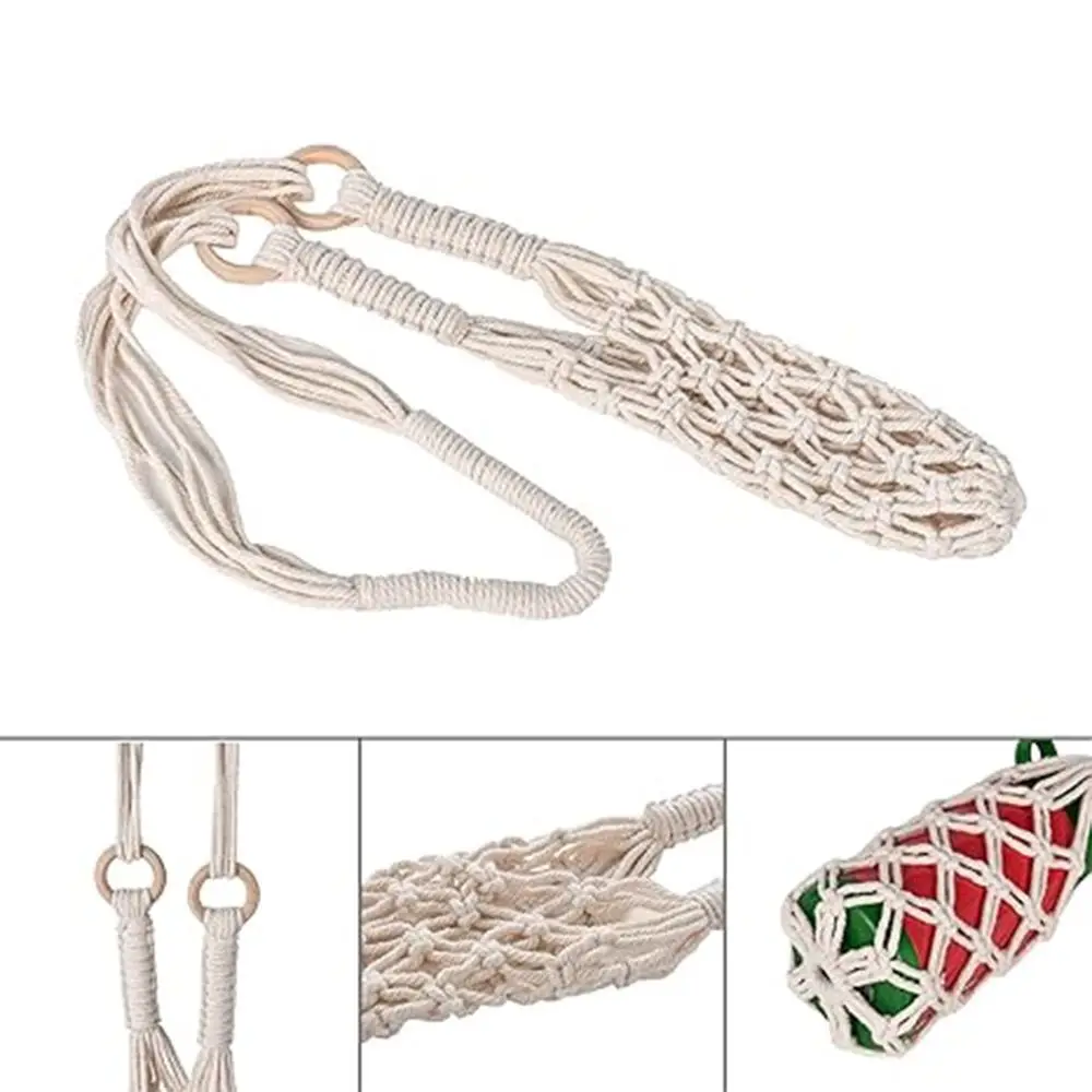 

Bohemian Hanging Bottle Net Bag Hollow Out Hand-woven Coffee Cup Holder Cotton Rope Decorative Knitting Water Bottle Holder