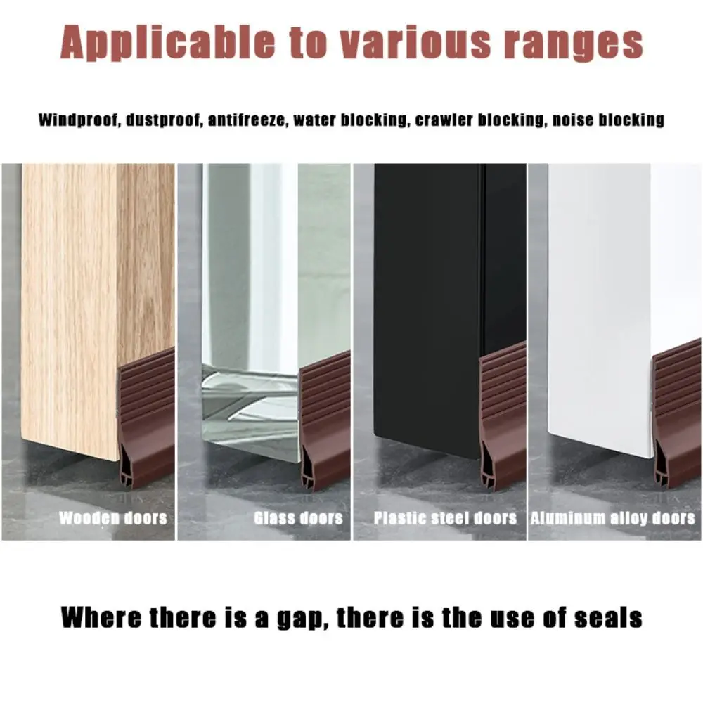 Windproof Door Bottom Seal Strip Dustproof Self-Adhesive Door Gap Baffle TPE SoundProof Waterproof Seal Strip Bedroom