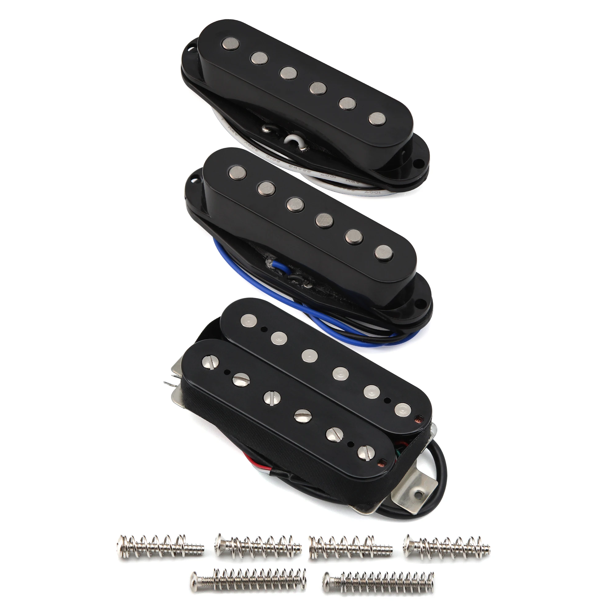 FLEOR 3pcs ST HSS SSH Electric Guitar Pickups Set Alnico 5 Single Coil -Humbucker Pickup Black 5K+5K+14K