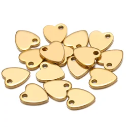 20pcs Stainless Steel Small Flat Love Hearts Charms Necklace Pendant Bracelet Jewelry Making Handmade Crafts diy Supplies 9x10mm