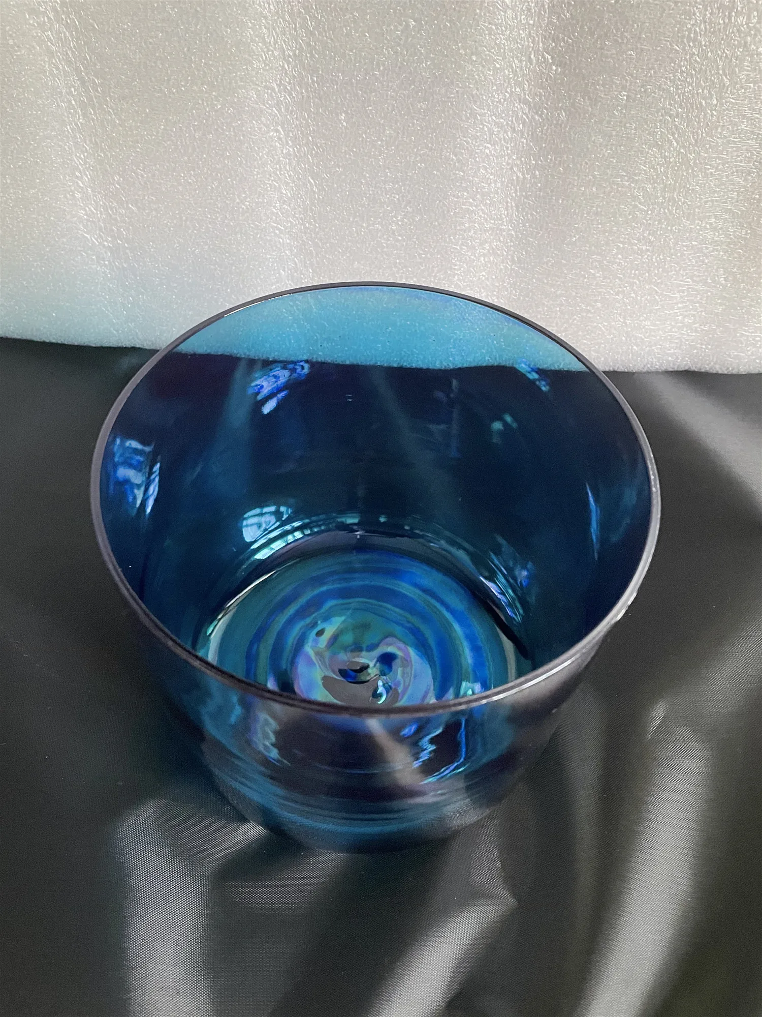 Cosmic blue crystal singing bowl straight wall/ flat bottom 7