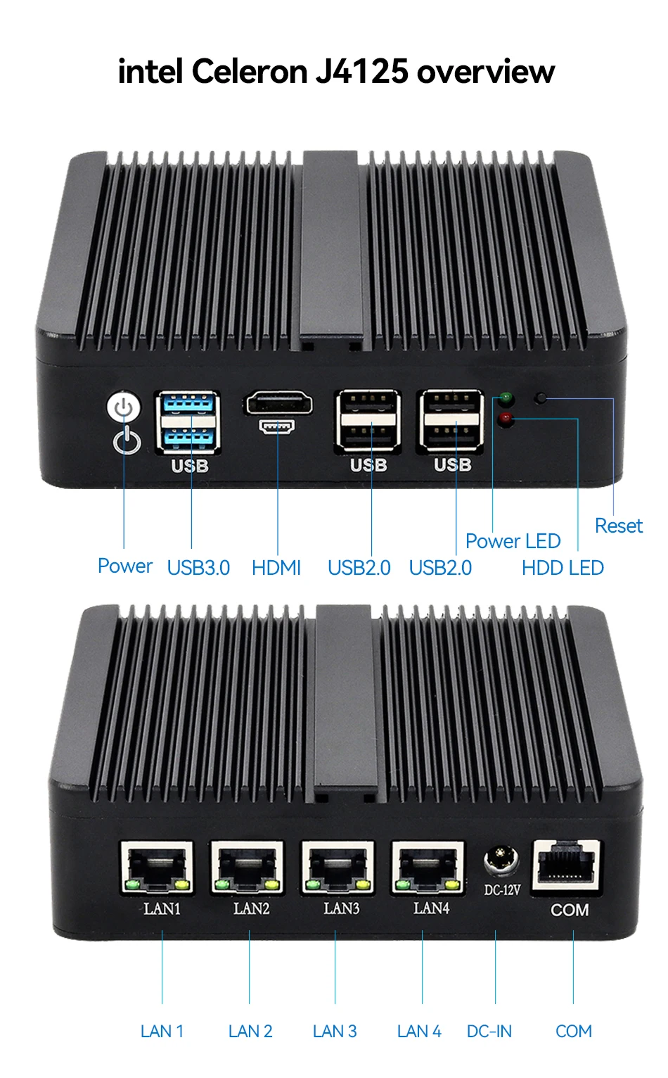 Intel Celeron J1900 N2830 Mini PC with 4xi226 LAN 1xHDMI 2xUSB Support Ubuntu Linux Firewall Router Appliance Windows10 Ready