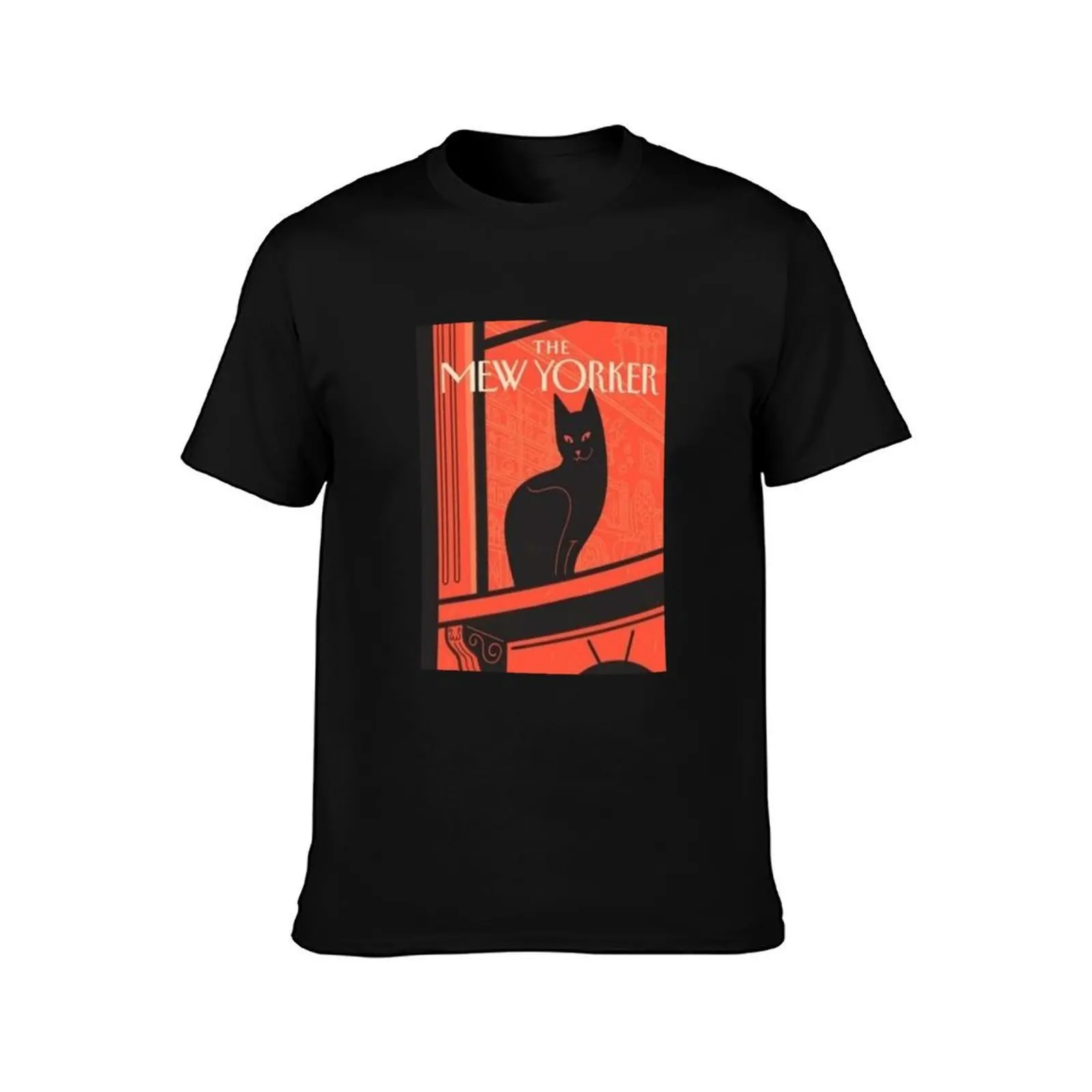 THE MEW YORKER CAT T-Shirt Minimalist Plain Crew Neck T-Shirt
