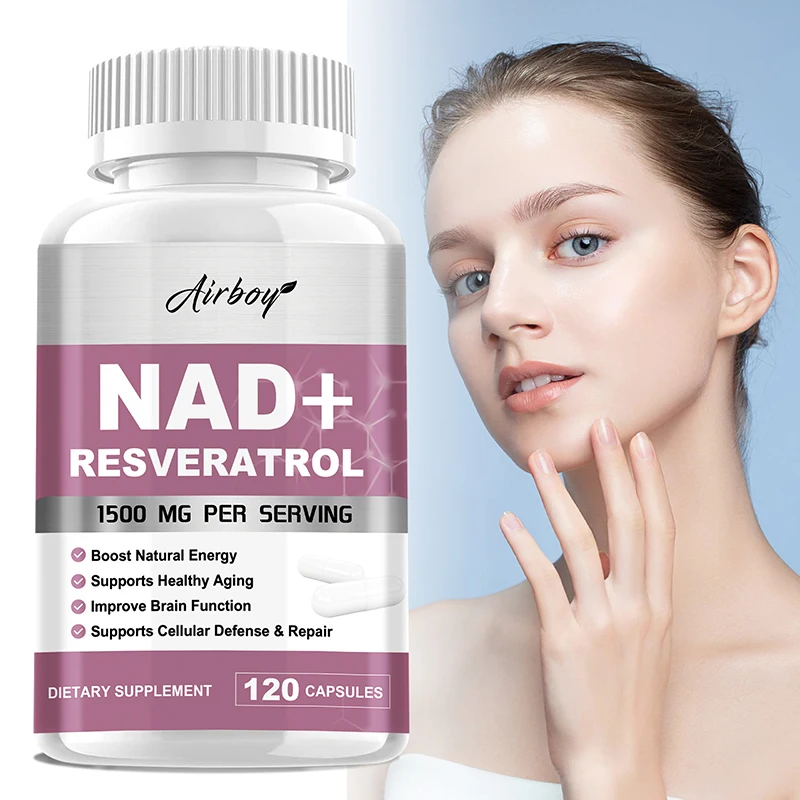 

NAD + Resveratrol Supplement - Anti-aging, Cell Enhancer, Promotes Blood Circulation, Brightens Skin, Reduces Fine Lines