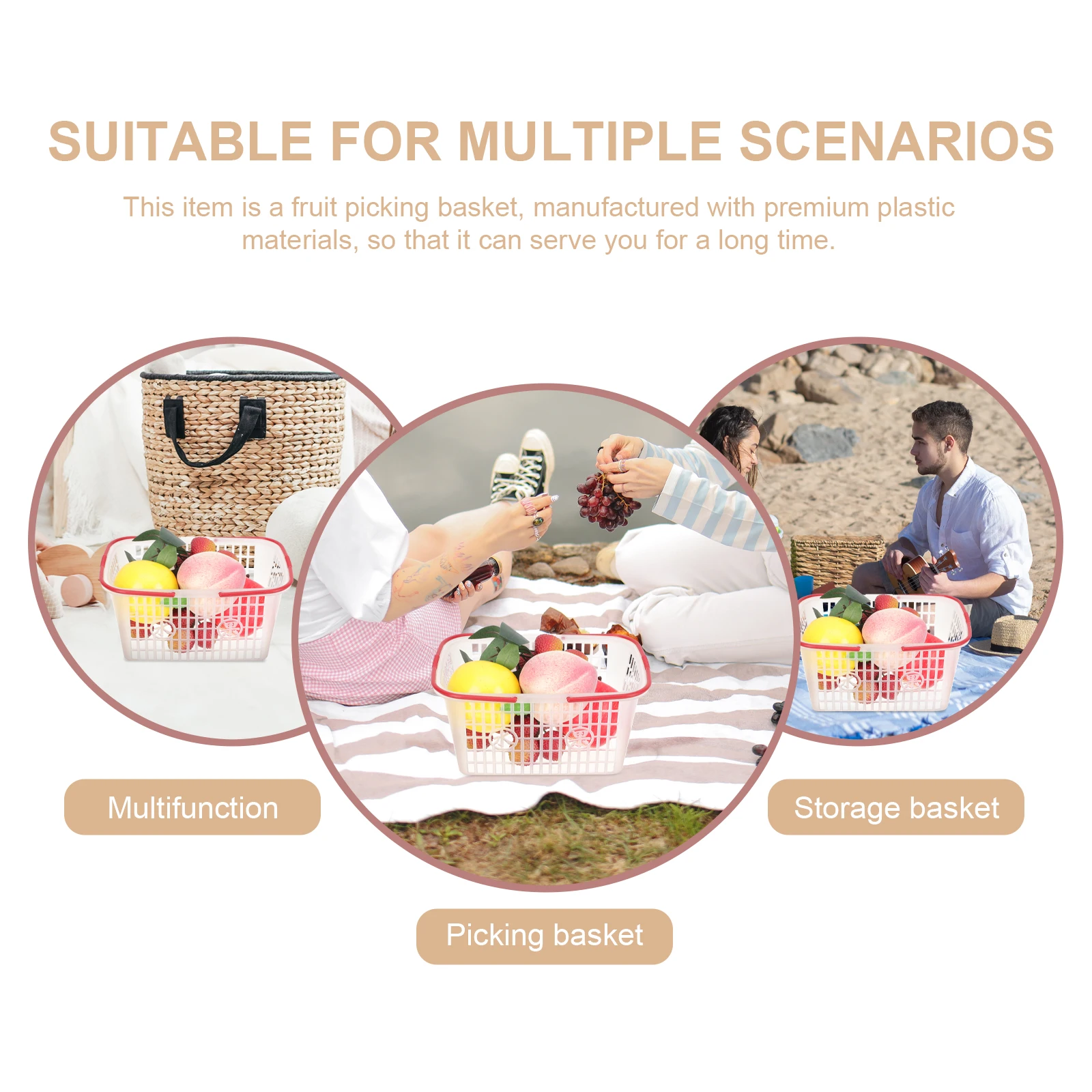 

5Pcs Fruit Baskets Plastic Handheld Picking Basket Outdoor Vegetable Storage Basket Large Capacity Vegetable Baskets