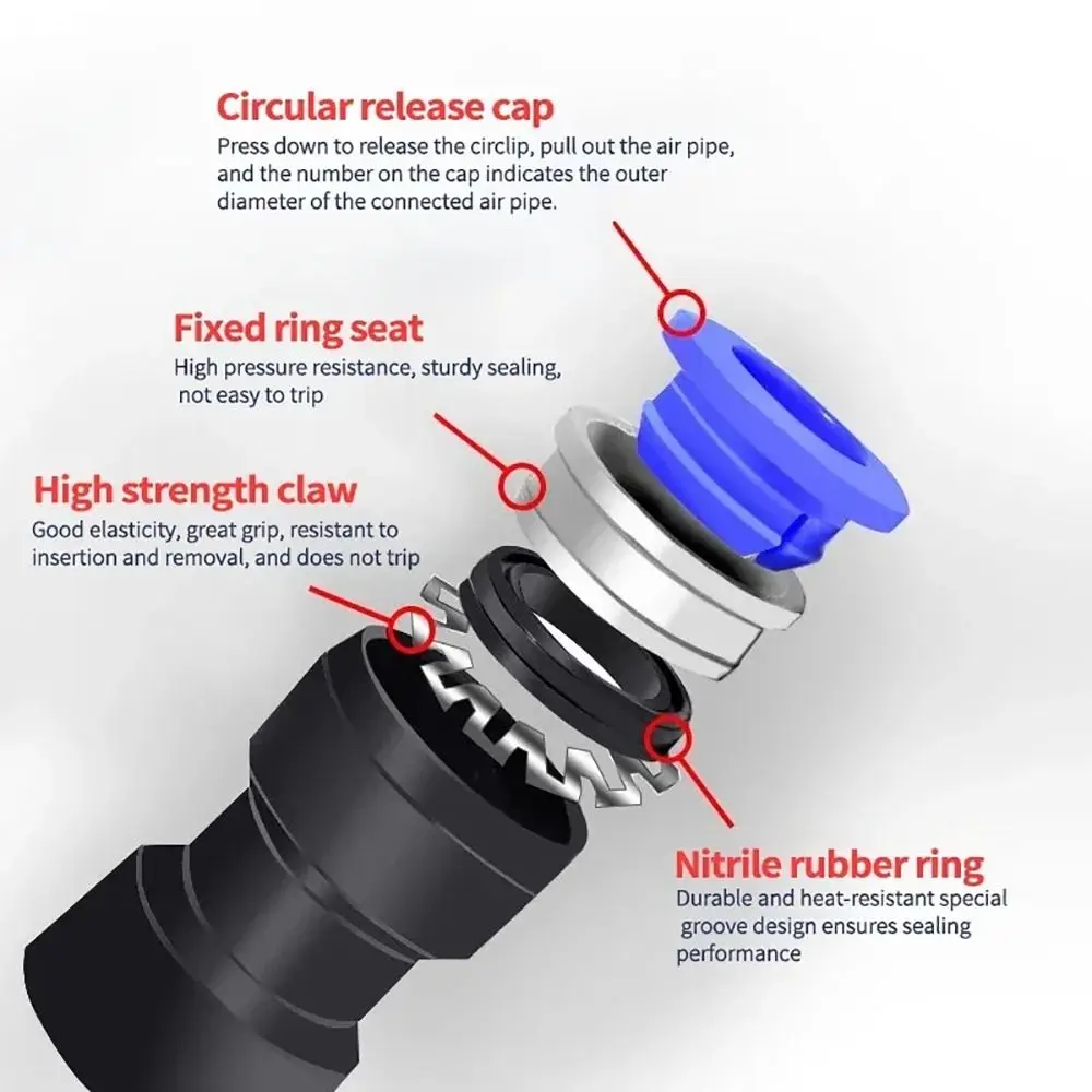 1Pcs Durable Pneumatic Tool Quick Release Connector For Hose Air Tube Pneumatic Fittings PVC 4/6/8/10/12mm PG Series