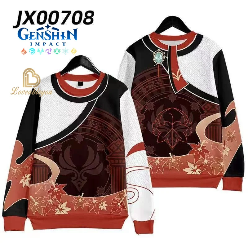 Genshin Impact 3D Printed Men\'s Clothing Long Sleeve Tops Children Fashion Cartoon Sweatshirts for Men Streetwear Kids Coat