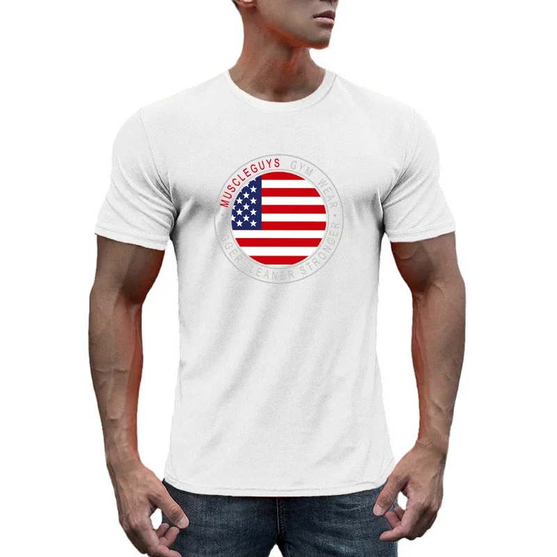 Mens Casual Bodybuilding Sport T-shirts Gym Fitness Muscle Short Sleeve Shirts Summer Cool Mesh Breathable Quick Dry Clothing