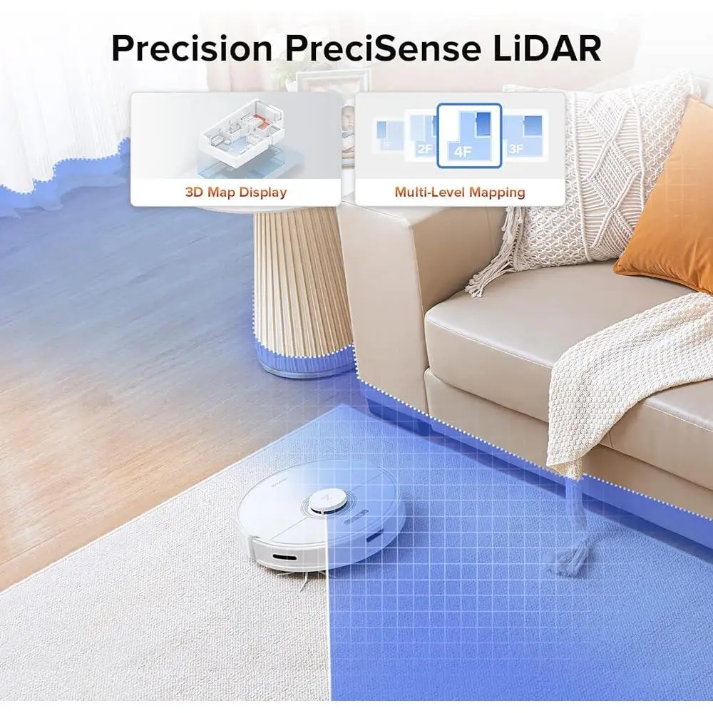 Q7 Max Robot Vacuum Mop 4200Pa Suction LiDAR Navigation No-Go Zones App Control 30 Water Flow Levels Smart Mapping Voice Control