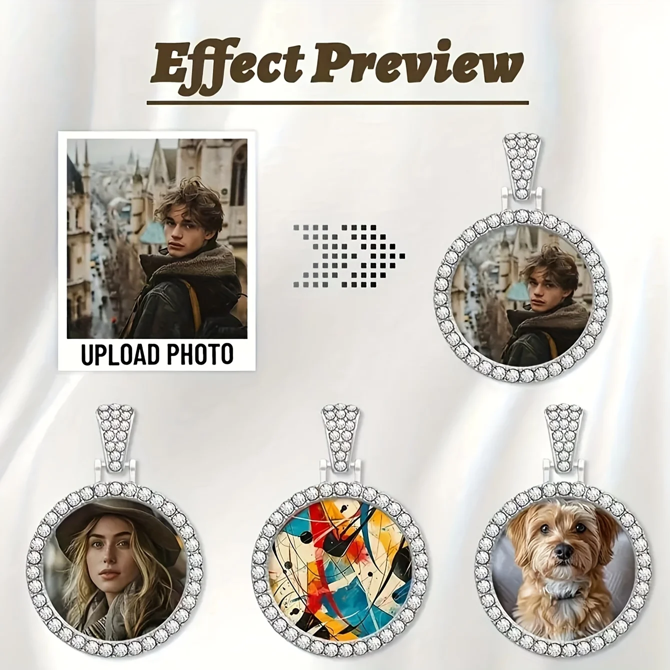 قلادة صورة شخصية مع قلادة بإطار دائري هيب هوب هدية مجوهرات قابلة للتخصيص لصديق وعائلة مثالية لعيد الميلاد #6