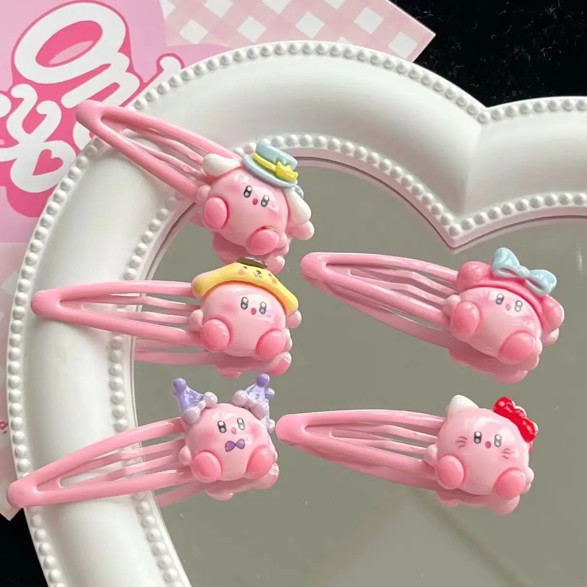 1~10 piezas de pinzas para el pelo de Kirby, bonitas y adorables, para niñas, pinzas laterales para el pelo, pinzas de pico de pato para estudiantes
