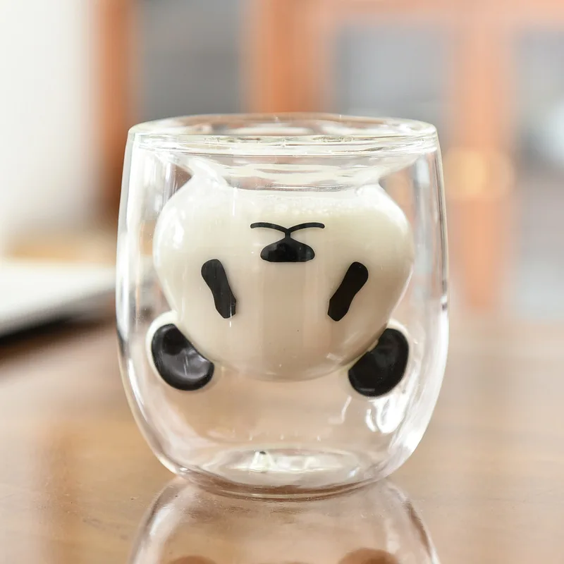 Cute Panda Milk Cup Creative Ice Cream Cup Gradient Dessert Glass Drink Cup Tall Pudding Ice Cream Cup Cocktail Cup Girl Gift