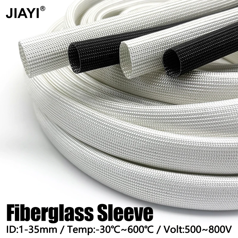 600Deg.C Fiberglass Braided Sleeve ID1-30mm 2/5/10m Flame Retardant Heat Insulated Tube Industrial Wire Cable Protection