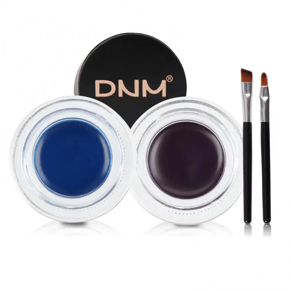 2 Stuks Bruin Zwart Eyeliner Gel Crème Blijvende Make Up Waterdicht Smudge-Proof Cosmetica Set Eye Liner + Borstels