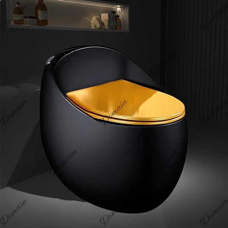 80 N New Creative Egg-Shaped Black Gold Toilet Ceramic Water-Saving High-Power Flush