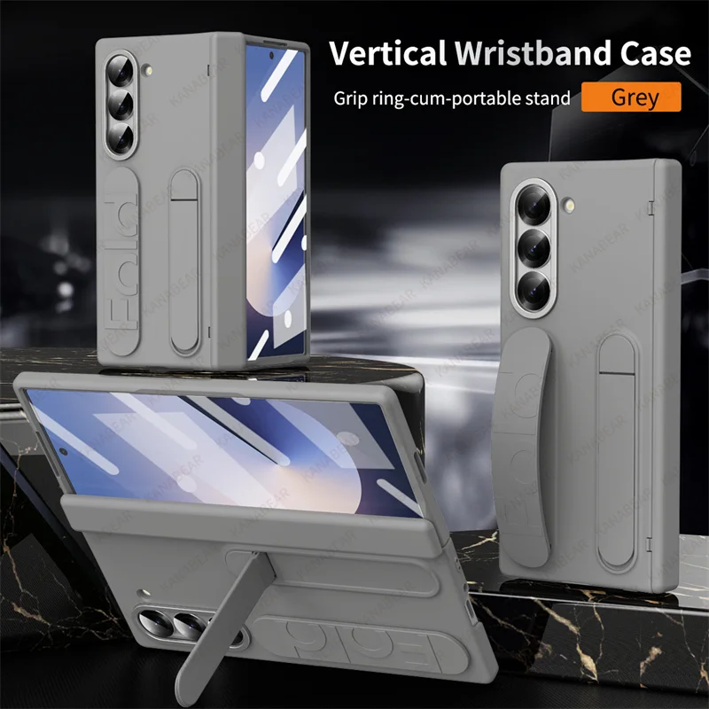 2024 New Samsung Galaxy Z Fold 6 5 4 3 Wristband stand with pen slot and S Pen screen protector, hinged phone case