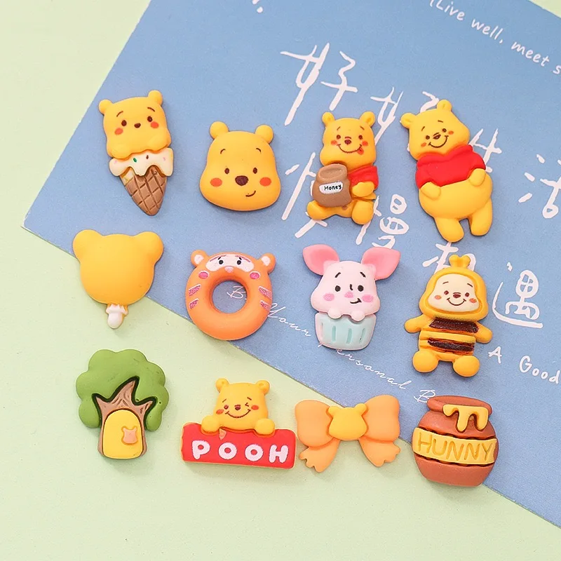 10 Pcs New Disney Cute Cartoon Little Bear Ice Cream, Honeypot Series Resin Diy Fashion Jewellery Party Hairpin Accessories B19