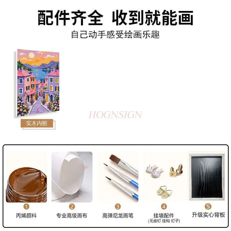 1set Matisse Town Digital Oil Painting DIY Filling Hand Drawing Coloring Children's Hand Drawing Coloring Acrylic Painting