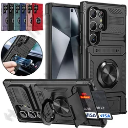 Case For Samsung Galaxy S26 S25 S24 Ultra Plus A57 A37 A56 A36 4G 5G Magnetic Rotated Ring Kickstand Heavy Drop Wallet Cover