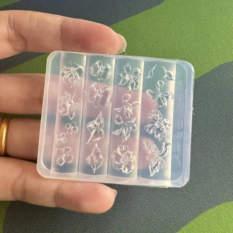3D-geprägte Blumen-Nagel-Silikonform, handgeschnitzte Blumenform, wiederverwendbare Vorlage für Nagelkunst und Schmuckherstellung, Dekorationswerkzeug – Detail 4