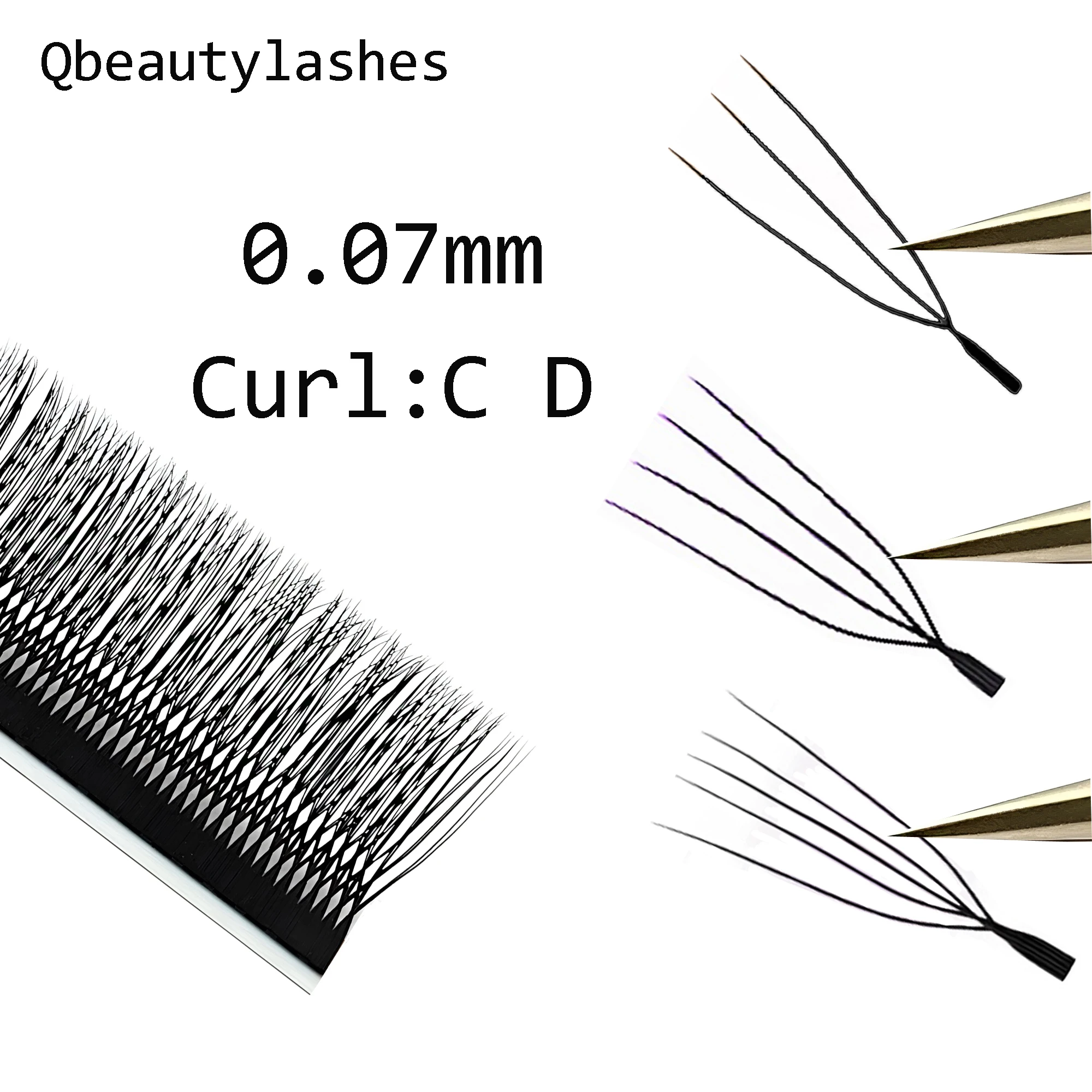 Qbeautyelashes U على شكل YY 3D 4D 5D W رموش تمديد YY طبيعة بلوم الرموش الصناعية المشجعين مسبقة الصنع أدوات التجميل #5