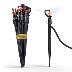 N328 G-Type Red Wheel Sprinkler Adjustable Flow Rate 360° Rotation Universal 1/4'' Hose Connector Garden Greenhouse Irrigation