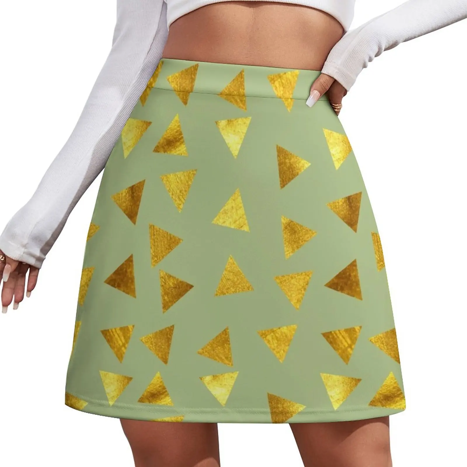 

Gold triangle green Mini Skirt 90s aesthetic Evening dresses clothing women summer 2025 Mini Skirt