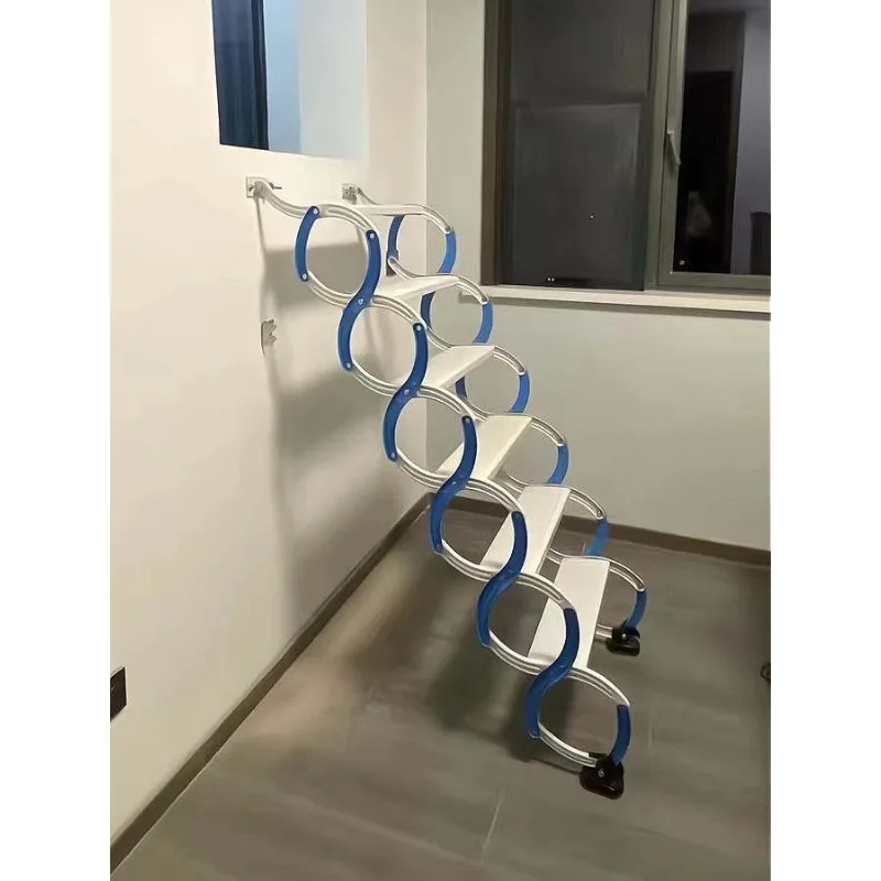 DIY Wall Hanging Telescopic Stairs Folding Lift Shrinkage Ladder Loft Platform Hanging Shop Indoor and Outdoor Stairs
