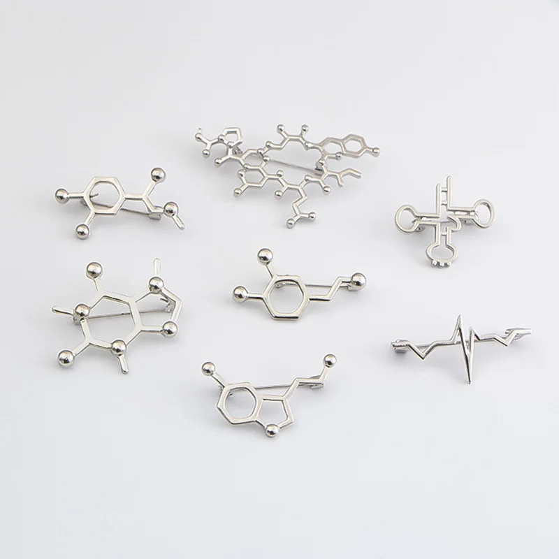 New Trendy Oxytocin Lapel Pin Badge Silver Color Pins And Brooches Doctor Medical Jewelry Women Men Accessories Pin