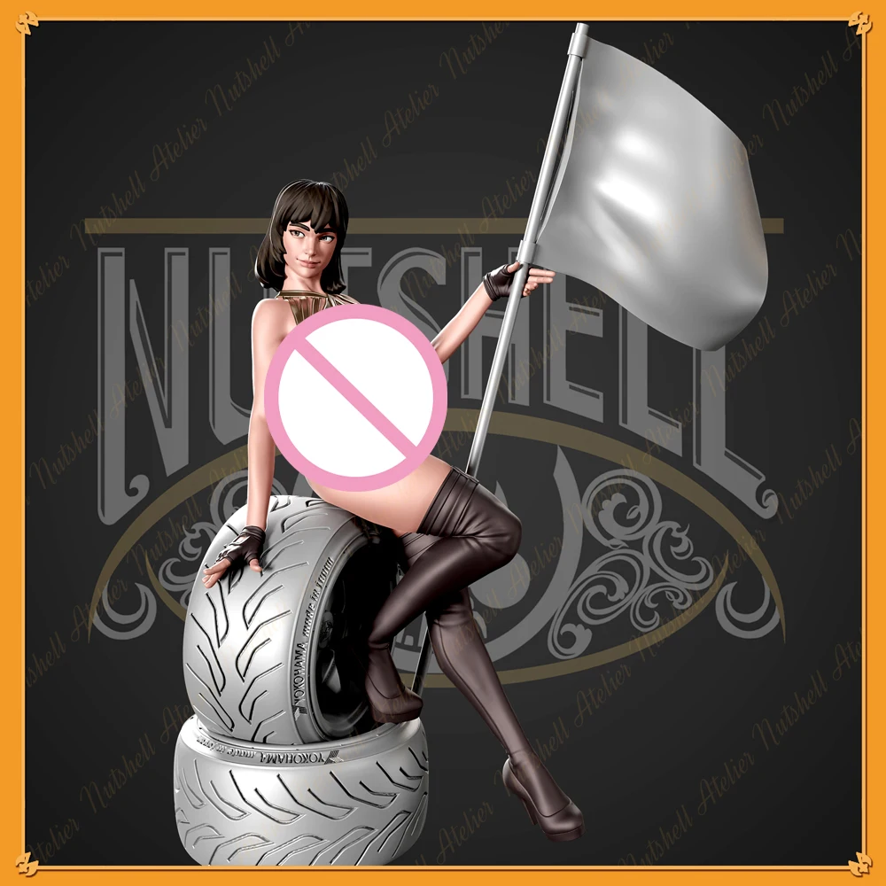 Miniature Racing Girl NSFW Modèle en Résine Imprimée en 3D, Figurine Non Peinte, Kit de Garage GK, Jouets de Bricolage Non Assemblés, 1/24