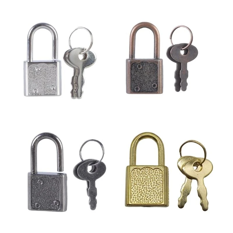 652F 5Pcs Vintage Metal Lock Zincs Alloy Padlock Small Luggage Box Key Lock Notebook Safety Lock Home Hardware