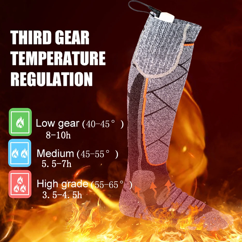 

3 Modes Adjustable for Fishing Camping for Hiking Skiing Electric Thermal Socks 3.7v Battery Foot Warm Socks Elastic Comfortable