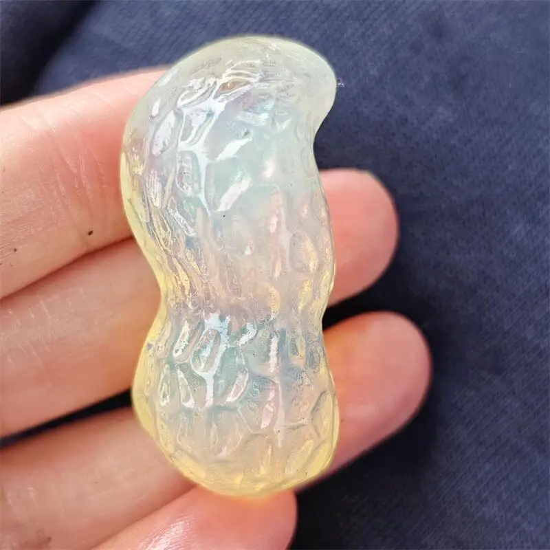 Natural Quartz Jade Peanut Carving Crystal Love Healing Fengshui Gemstones HomeDecoration Holiday Gift 1PCS