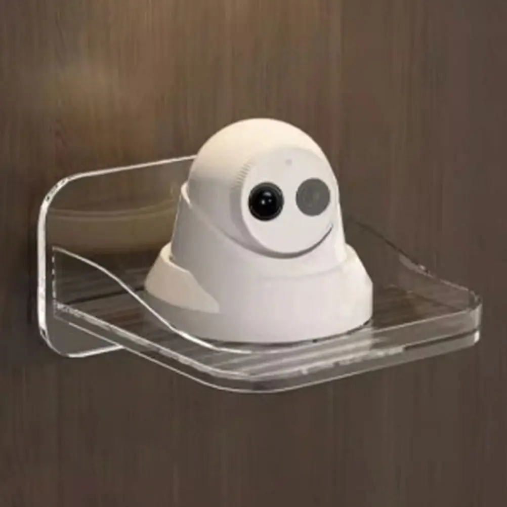 2Pcs Wall Mount Camera Holder Shelf No Drill Plastic Floating Shelf for Living Room Entryway Router Security Speaker Holder