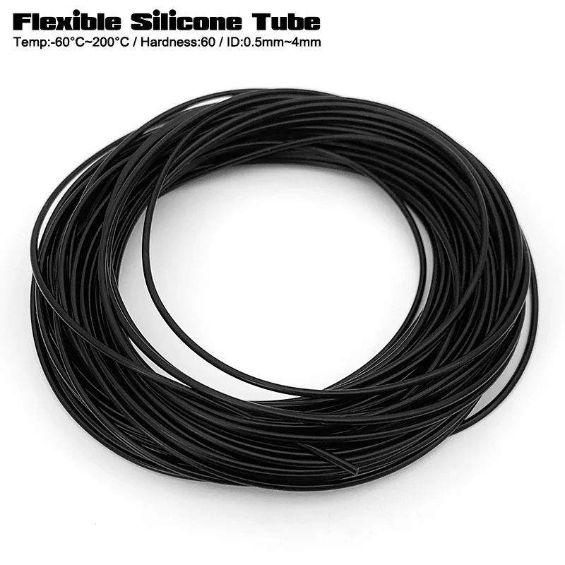 5 Meter Food Grade Flexible Silicone Rubber Tube Out Diameter 1 2 3 4 5 6mm Black Nontoxic Medica Laboratory Silicone Hose