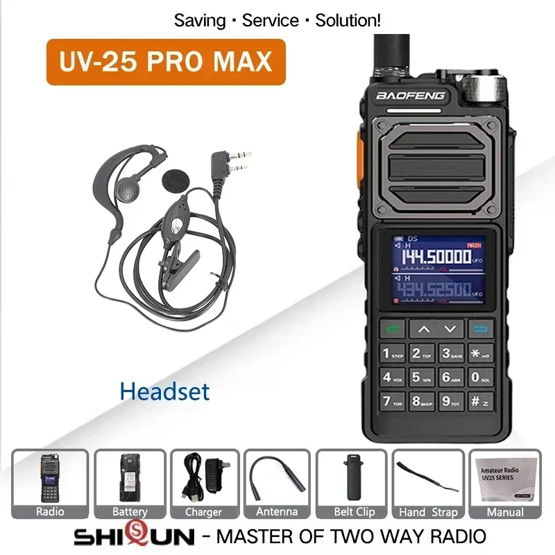 Новый! UV-25 Pro Max Тактическая рация высокой мощности 50 км 136-520 МГц 999 канала Зарядное устройство USB C Двусторонняя радиосвязь с шестью полосами BF-X5 Pro