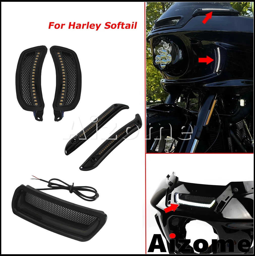 

Боковые обтекатели мотоцикла, вентиляционный светодиодный указатель поворота, накладка на лобовое стекло для Harley Softail Low Rider ST FXRST FXLRST 2022-2024