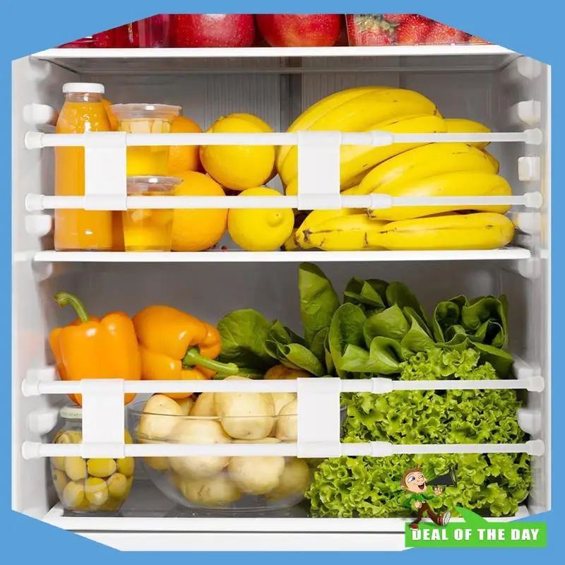 Hastes de tensão RV ajustáveis com entrega em 24 horas, comprimento de 15,7 a 27,6 polegadas, 2 peças de barras duplas de geladeira incluídas